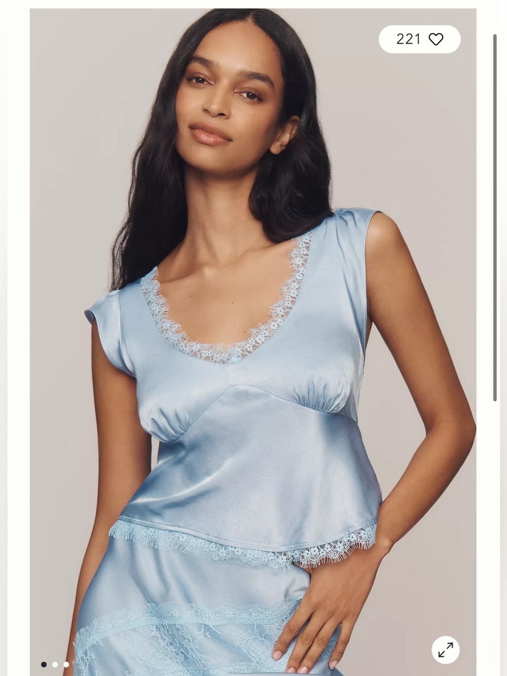 By Anthropologie Silky Lace Appliqué Top xl